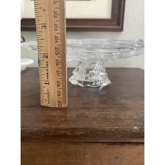 Vintage Crystal Christmas Cookie Plate Footed Plate Pedestal Plate Santa Plate - Picture 5 of 6